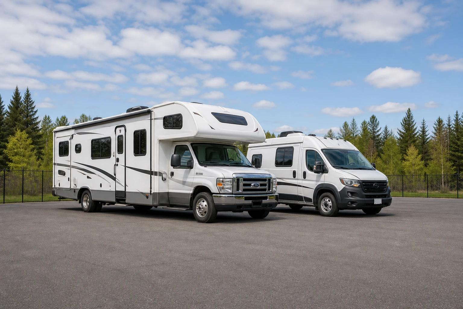 Recreational vehicles parked outside