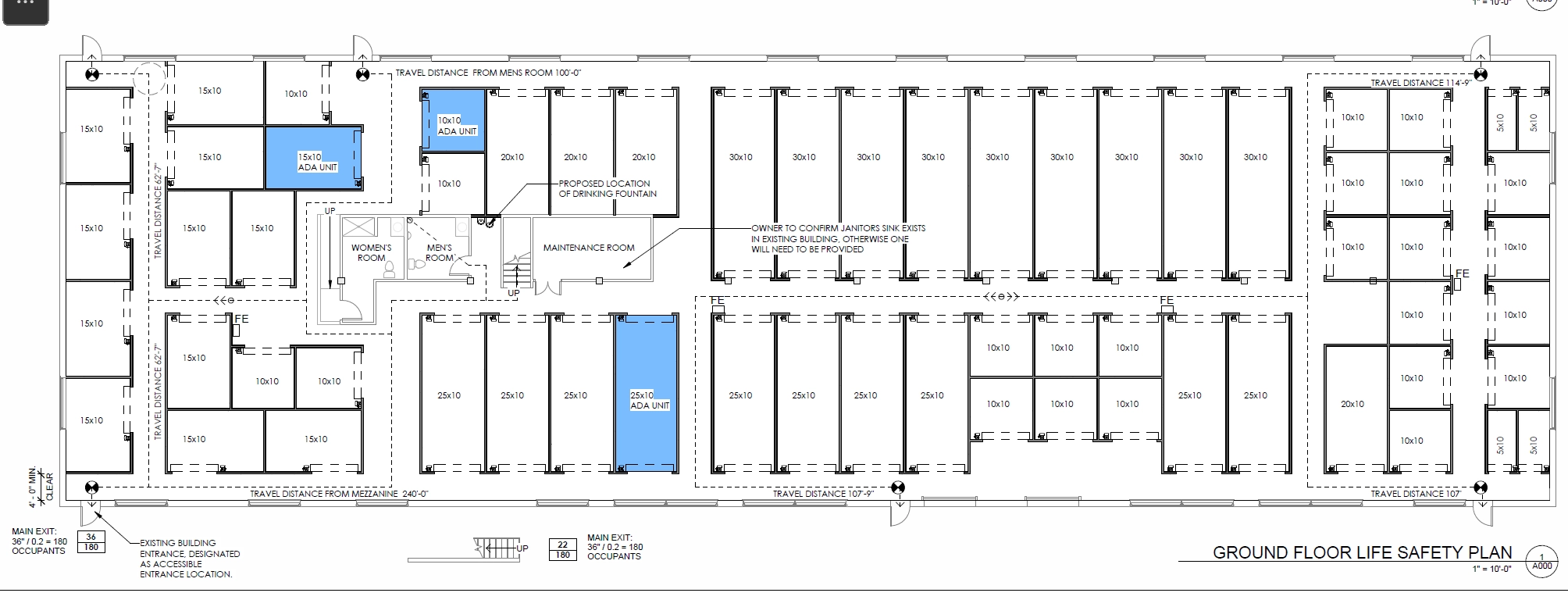 Actual We Store It 4 U ground-floor facility plan with labeled unit dimensions